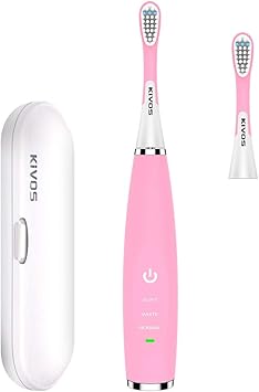 Amazon 子供電動歯ブラシ 音波歯ブラシ Kivos 超音波歯ブラシ 子供 歯ブラシ 口腔洗浄器 替えブラシ2本入り 3つブラッシングモード 2分オートタイマー機能搭載 Usb充電式 低騒音の 超音波電動歯ブラシ こども用 1回充電40日長持ち Ipx6防水の電気歯ブラシ S42 ピンク