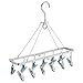 senbowe Foldable Clip and Drip Hanger, Clothes Hanging Drying Rack Sock Hanger Underwear Hanger with 12 Clips, Hanger for Towels, Bras, Baby Clothes, Gloves, Aluminium Alloy Laundry Hanging Air Dryer