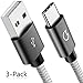 Gritin USB C Cable, [3Pack/3ft, 5ft, 6.6ft] USB Type C Nylon Braided Fast Charging Cable Cord for Samsung Galaxy S9/S8+, Note 8, Nintendo Switch, Sony Xperia XZ, Google Pixel,OnePlus 5T(Grey)