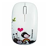 Sungwoo Wireless Mouse 2.4GHz Silent Mouse with Cute Little Bird Design and Nano Receiver for PC Laptop Desktop - White Bird