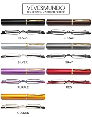 vevesmundo compact mini reading glasses metal case