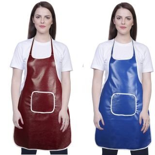 Yazlyn Collection Rexine Waterproof Kitchen Apron Multi Color with Front Pocket-Set of 2