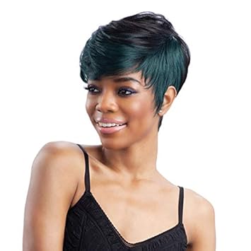 Xiufen Lady Women Fashion Short Curly Hair Slant Bangs Black Wig