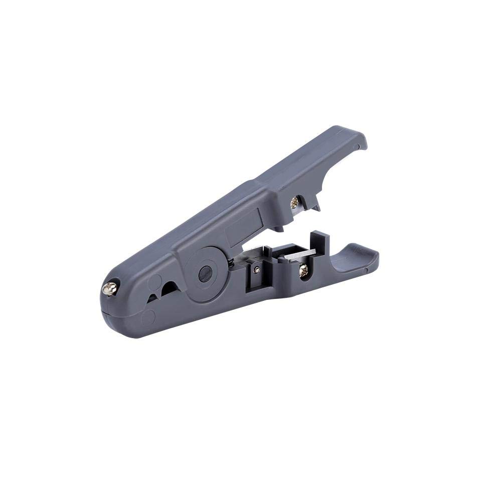 Mugast Wire Stripper, Multifunctional Wire Stripper Cutting Pliers Wire Cutter Crimping Tool, Mini Network Cable Stripper Wire Stripping Tool With Adjustment Screw for Round/Flat UTP STP, Grey