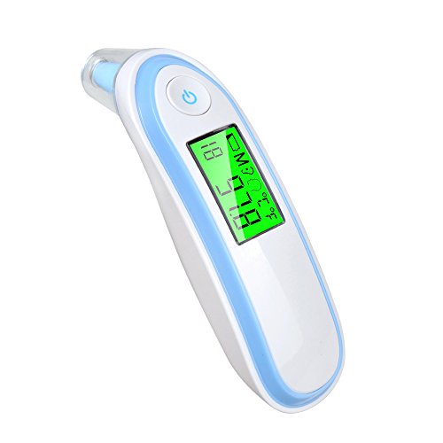 Elera Digital No Touch Infrared Forehead and Ear Thermometer Monitor With Probe Clinical Thermometer Gun for Fever for Infant Baby Kid Adult (Blue)