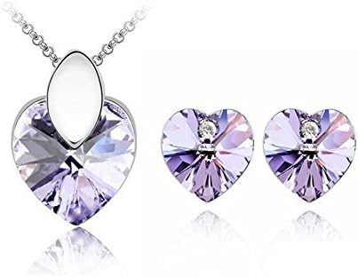 Most Beloved Heart Girl Women Rhinestone Crystal Necklace Earring Jewelry Set