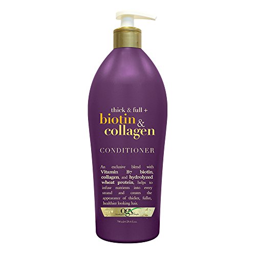 OGX Thick & Full Biotin & Collagen Conditioner, Salon Size 25.4 Ounce Bottle w/Pump, Paraben Free Sulfate Free Sustainable Ingredients Nourishing and Strengthening