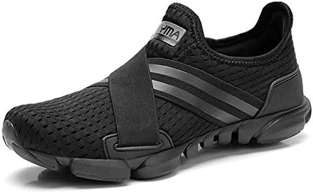 Gomnear Lightweight Running Shoes Men Mesh Slip on Breathable Summer Walking Sneaker,Black-44