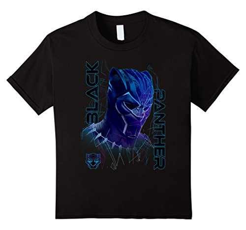 Kids Marvel Black Panther Movie Geo Tech Purple Portrait T-Shirt 12 Black