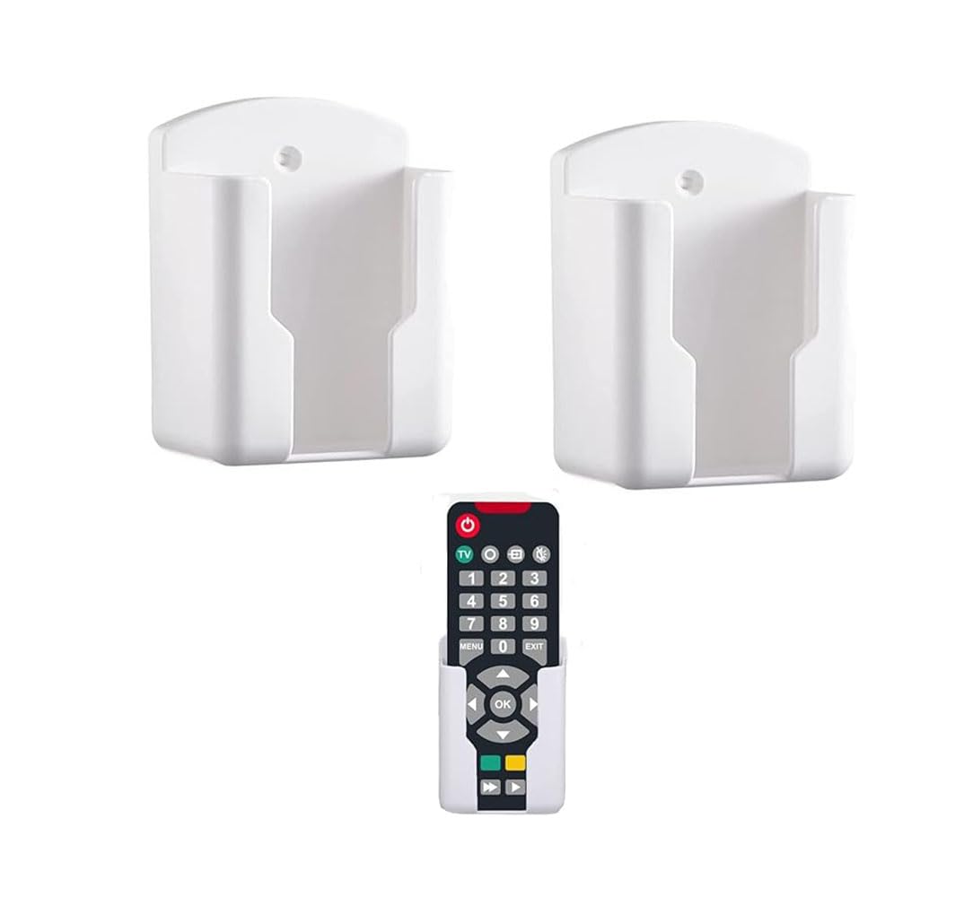 LATRAT Pack of 2 Remote Control Holders Wall Remote Control Organiser Pen Holder Wall Mount Air Conditioning Storage Shelves