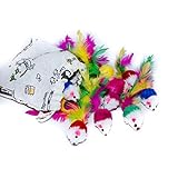 Animal Kingdom Furry Pet Cat Toys Mice Catnip (10-Pack) Colorful Faux Small Engaging Mouse Set Includes Cloth Storage Bag