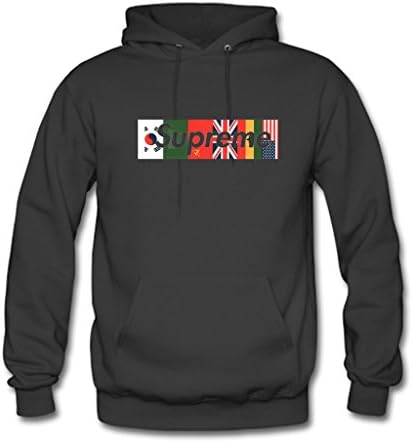 RiMaha Custom Men's Supreme Logo With Background National Flag Fashion Hoodie Sweatshirt By Pikexi Medium