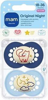MAM Original Night Soother 2 Pack Glow in the Dark Blue 16+ Months view 2