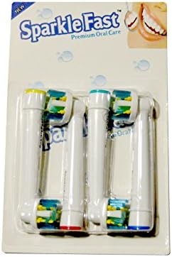 SparkleFast Generic Oral-B Premium Replacement Heads - Professional Floss Action Electric Toothbrush Heads - Designed for Deep Cleaning - Compatible with Most Oral-B Rechargeable Toothbrushes - 4 Pack