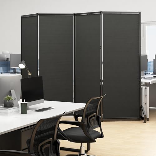 Uzelia Biombo Separador de Espacios, Biombo Divisor Portátil y Plegable de 4 Paneles, Pantalla giratoria de un Solo Panel, Separador de Ambientes 225 Ancho x 180 Alto cm de Habitación, Negro