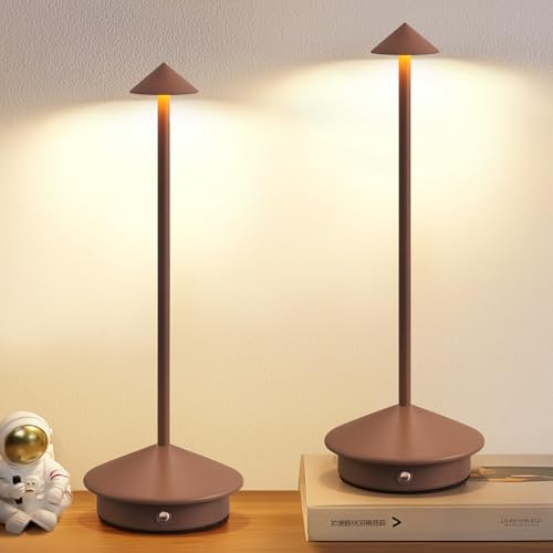 NEWSEE Moderne schnurlose Tischlampe, 2er-Set, tragbare LED-Schreibtischlampen, 5000 mAh, wiederaufladbar, batteriebetrieben, Beleuchtung für Schlafzi