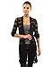 PattyBoutik Women Open Stitch Crochet Lace Cardigan (Black Small)