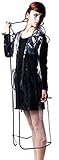 Ladies Hooded EVA Raincoat Waterproof Transparent with Black Edge Long