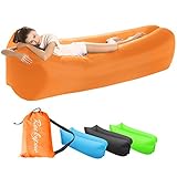 Inflatable Lounger - Portable Air Beds Sleeping Sofa for Travel, Camping, Beach, Park, Backyard, Hiking, Pool, Beach with Carry Bag (Orange)