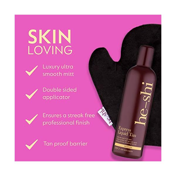 He-Shi Luxury Velvet Tanning Mitt - Double Sided Fake Tan Applicator Glove - Reusable and Washable Tan Mitt - Smooth…