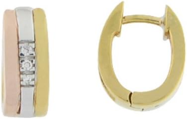 Earrings gold plated 18 kt Tricolour with Zirconia Stones.