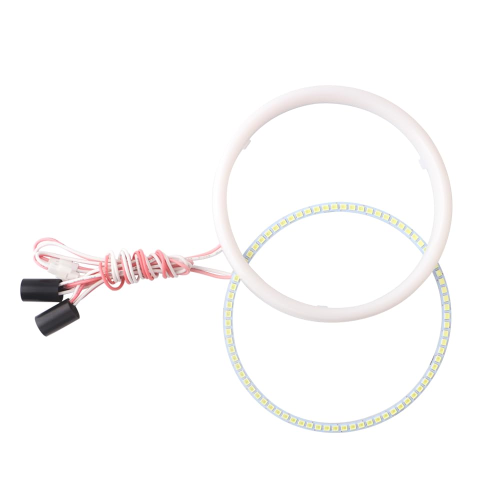 Qasim 1 pair of LED Angel Eyes Halo Ring 110MM White 2835 72SMD for DRL Headlight Warning Lamp with Cover DC 12V 24V