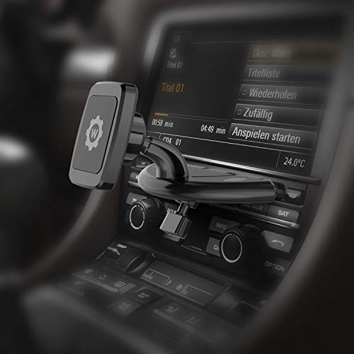 WizGear Rectangular Head Universal CD Slot Magnetic Car Mount Holder, for Cell Phones and Mini Tablets with Fast Swift-Snap Technology