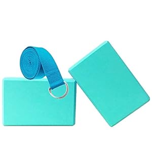MOREFUN 2 Yoga Blocks and Strap Set 2pcs EVA Foam Brick 9x6x3 and 8ft Yoga Resistance Strap to Support and Deepen Poses, Great for Yoga, Pilates, Workout, Fitness & Gym