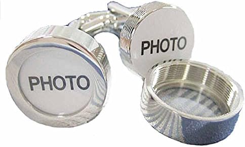 KORPIKUS Men's Novelty Shiny Silver Colour Stainless Steel Photo Cufflinks In Free Designer Gift Bag