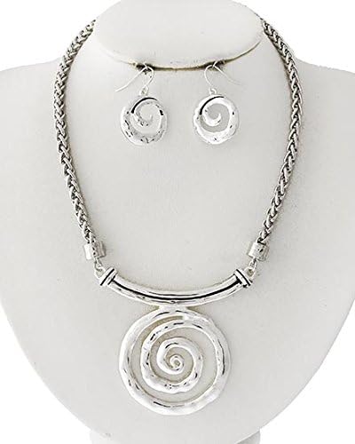 Decorative Silver Modern Valencia Vertigo Necklace Earring Set