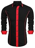 Coofandy Men's Fashion Slim Fit Turn Down Collar Long Sleeve Patchwork Casual Shirts