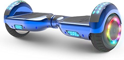 Hoverboard Flash Wheel Two-Wheel Self Balancing Electric Scooter with Wireless Speaker 6.5" UL 2272 Certified (Chrome Blue)