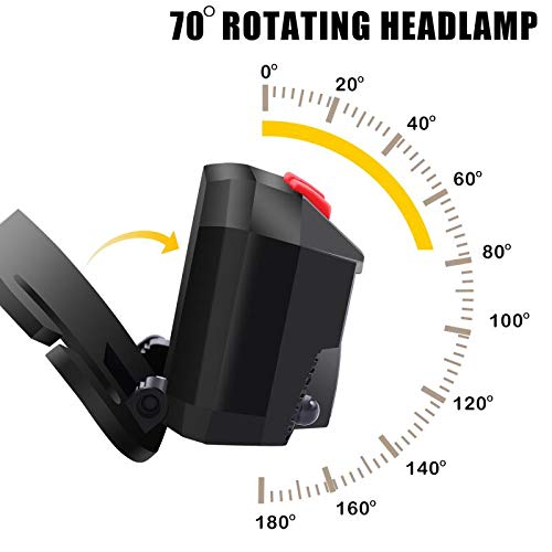 Rechargeable Headlamp - 800 Lumens Extra Bright Motion Sensor LED Headlamp Flashlight, Waterproof Head Lamp with 8 Lighting Modes&White Red Light - Running Camping Headlamp for Adults and Kids(2 Pack)