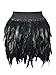 Persun Women Mid Waist A-Line Mini Feather Skirt, Black, Small