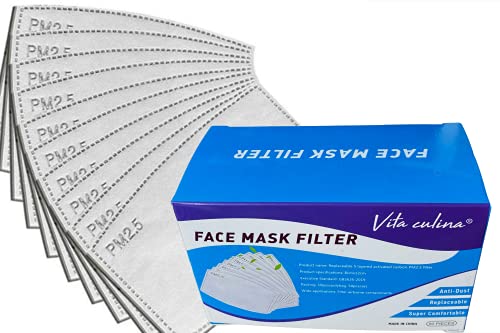 Mask Filters Face mask Filters Cloth Face Masks Reusable Face Mask Pocket Filter Activated Carbon Filters 5 Layers Replaceable Filters (Off-White, 50pcs)