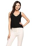 Zeagoo Women Chiffon Sleeveless Blouse Loose Solid Color V-neck Tank Top