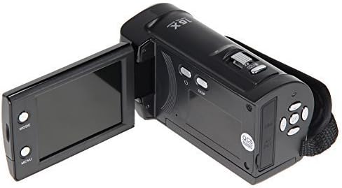 Fitiger High Definition 720P Digital Camcorder 2.7'' TFT LCD 270 Degree Rotation 16x Zoom Portable Digital Video Recorder-black