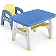 Nightcore Baby Table & Chair Set with Storage Rack, Dinosaur Shaped Children's Desk Set, Building Block Table, Suitable for Boys & Girls