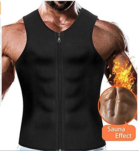 Men's Waist Trainer Vest for Weight Loss-Zipper Body Shaper Sauna Tank Workout Shirt