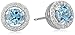 MORGAN & PAIGE .925 Sterling Silver Rhodium Plated Swiss Blue Topaz and Created White Sapphire Halo Stud Earrings and Pendant Necklace Jewelry Set for Women - Choice of Gemstone, Jewelry Set for Her
