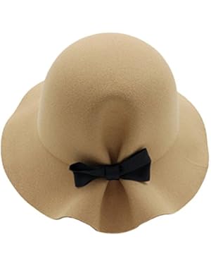 Elegant Bowknot Decor Felt Bowler Hat Adult Womens Solid Color Jazz Cap