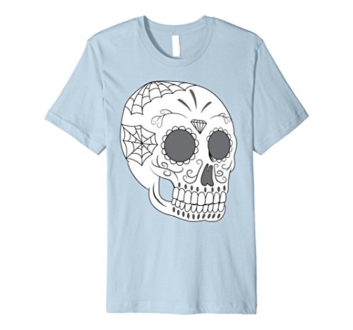 Mens Day of the Dead Sugar Skull T-Shirt | Souvenir Gift Shirt XL Baby Blue