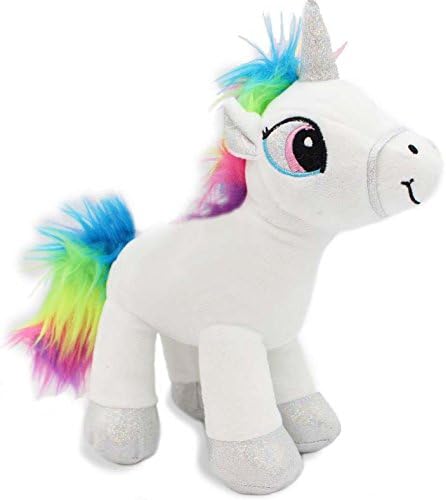 Emelem Unicorn Stuffed Animal Soft Plush Toy Rainbow White 12 inch (White)