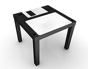 Apalis Design Tisch Floppy Disk Label 55x55x45cm Wohnzimmer Beistelltisch Couchtisch, Tischfarbe:schwarz;Größe:55 x 55 x 45cm