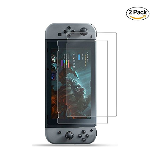Nintendo Switch Screen Protector, 1MATCH Transparent HD Clear Anti-Scratch Glass Screen Protector for Nintendo Switch (2017) (2-Pack)