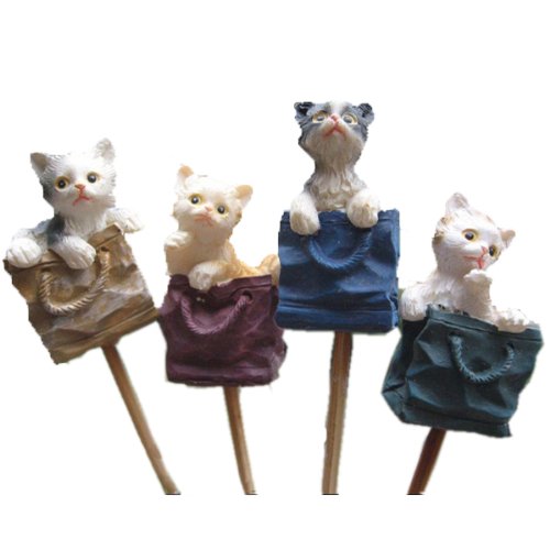 Generic 4pcs Rural Style Home Garden Cat Stick Stake