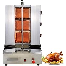 Libai Commercial Shawarma Grill Doner Kebab Propane Gas Machine 3 Burner Gyro Meat Automatic Spinning Vertical Broiler Holder With Meat 25lbs Capacity for Restaurant Home Kitchen Use