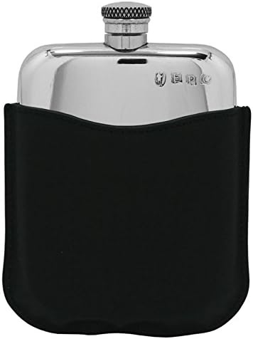 Premium Pewter Flask with Black Leather Pouch