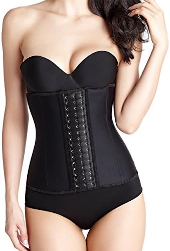 Latex Underbust Waist Trainer Corset for Women Weight Loss, Long Torso Body Shaper Waist Cincher 9 Steel Boned, Black