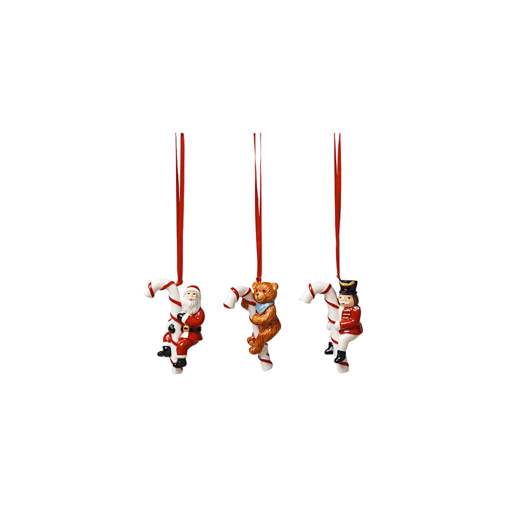 Villeroy & Boch - Nostalgic Ornaments, Ornaments Candy Cane, Set of 3pcs, 13 x 3,5 x 7,5cm, Porcelain, multi-coloured, 14-8331-6690